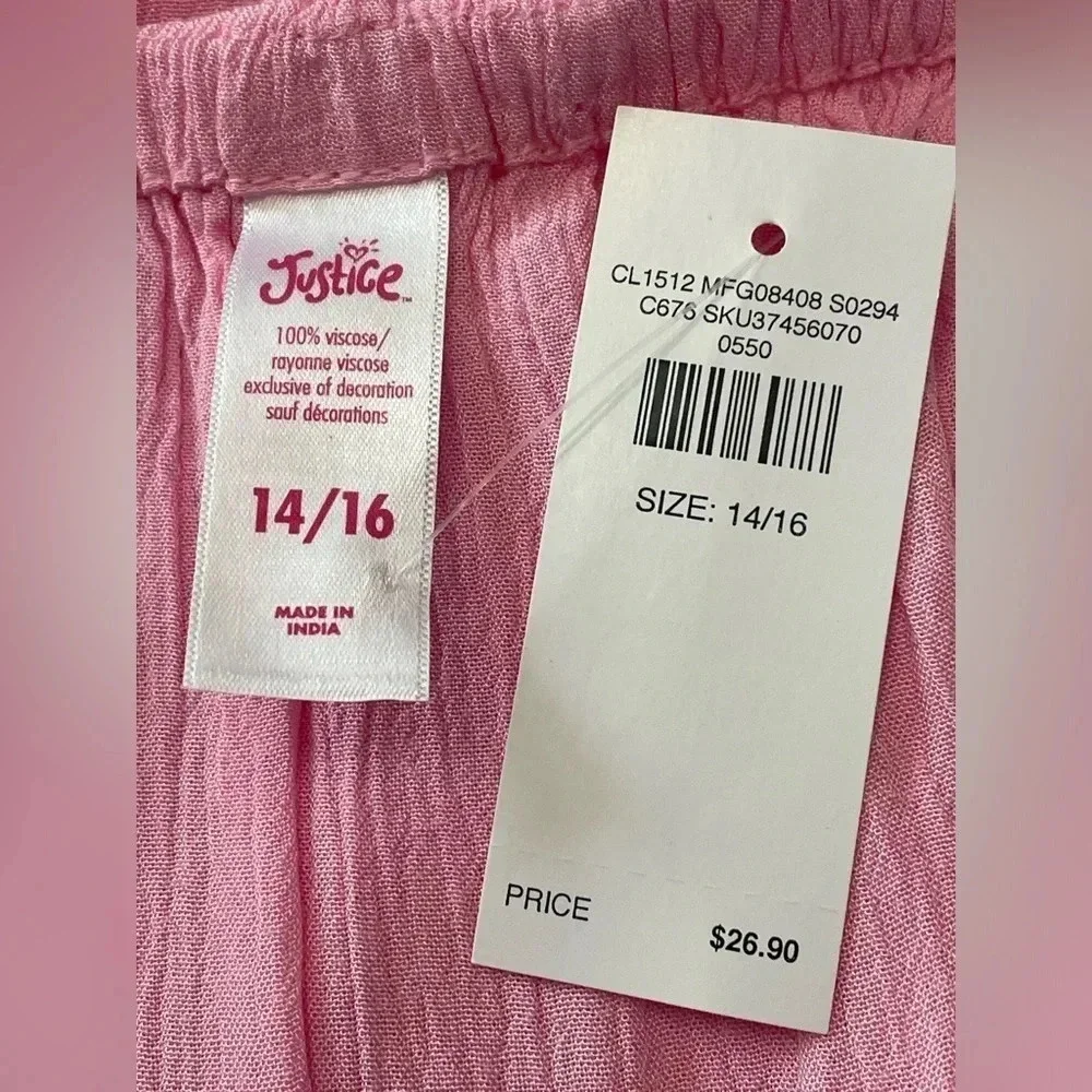 🌸 Justice‎ Pink Rayon Cold Shoulder Top